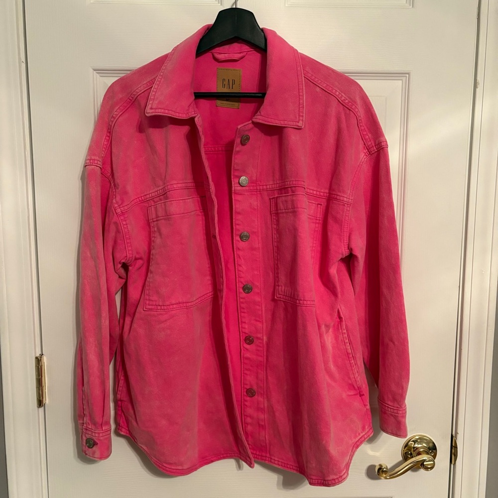 Gap Hot Pink Shacket Size Medium Petite
